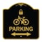 Signmission Parking W/ Lock Cycle & Bidirectional Arrow, Black & Gold Aluminum Sign, 18" x 18", BG-1818-23475 A-DES-BG-1818-23475 - alternate 1